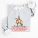 Small Ash Light Gray Cowgirl Just Want To Have Fun Western Horse Theme Vintage Inspired Ranch Life Cowgirl Spirit Sweatshirt