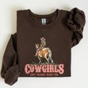 XL Dark Chocolate Brown Cowgirl Just Want To Have Fun Western Horse Theme Vintage Inspired Ranch Life Cowgirl Spirit Sweatshirt