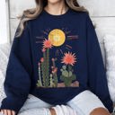  Desert Cactus Sun Succulent Western Plants Southwest Themed Outdoor Adventure Print Sweatshirt