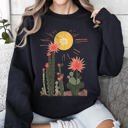 Medium Black Desert Cactus Sun Succulent Western Plants Southwest Themed Outdoor Adventure Print Sweatshirt