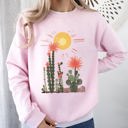 Medium Light Pink Desert Cactus Sun Succulent Western Plants Southwest Themed Outdoor Adventure Print Sweatshirt
