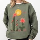 Medium Military Green Desert Cactus Sun Succulent Western Plants Southwest Themed Outdoor Adventure Print Sweatshirt