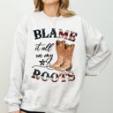 XXXL Ash Light Gray Blame It All On My Roots, Cowboy, Garth, Western Sweatshirt