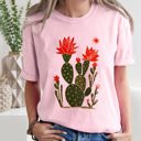 Medium Blossom Light Pink Desert Cactus Succulent Western Plants Southwest Desert Scene Graphic Elements Comfort Colors Tee