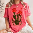 Small Watermelon Pink Desert Cactus Succulent Western Plants Southwest Desert Scene Graphic Elements Comfort Colors Tee