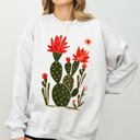 XXL Ash Light Gray Desert Cactus Succulent Country Western Plants Nature Inspired Artwork Collection Sweatshirt