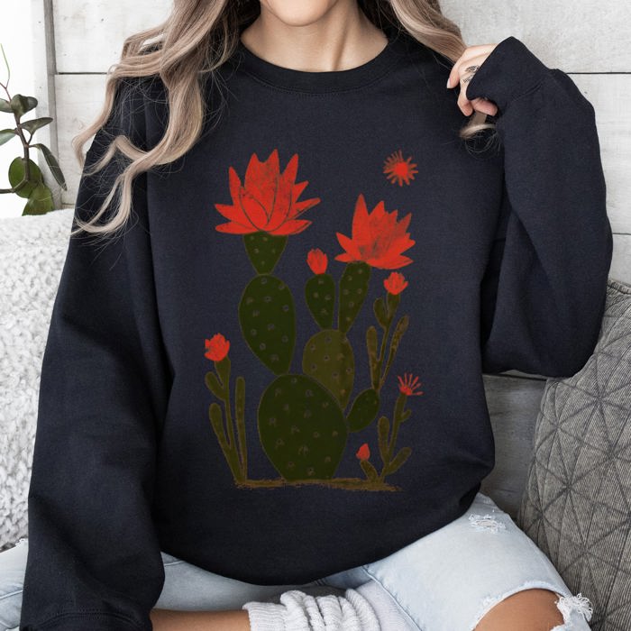 Desert Cactus Succulent Country Western Plants Nature Inspired Artwork Collection Sweatshirt