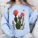 XL Light Blue Desert Cactus Succulent Country Western Plants Nature Inspired Artwork Collection Sweatshirt