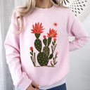 Large Light Pink Desert Cactus Succulent Country Western Plants Nature Inspired Artwork Collection Sweatshirt