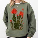 XXL Military Green Desert Cactus Succulent Country Western Plants Nature Inspired Artwork Collection Sweatshirt