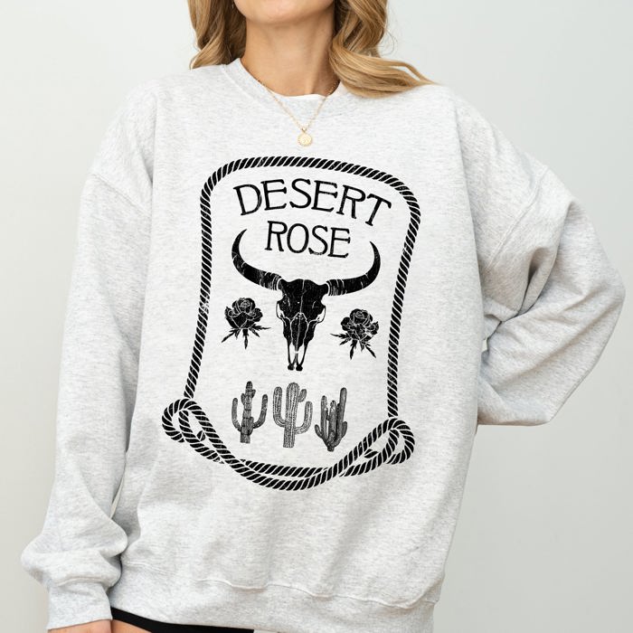 Desert Rose Western Cowgirl Cowboy Spirit Heritage Frontier Style Graphic Sweatshirt