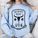 XXXL Light Blue Desert Rose Western Cowgirl Cowboy Spirit Heritage Frontier Style Graphic Sweatshirt