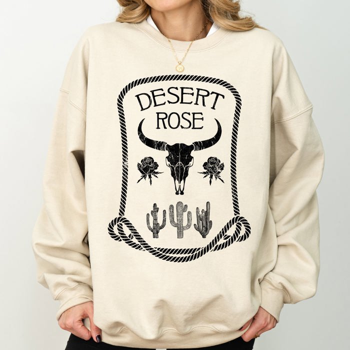 Desert Rose Western Cowgirl Cowboy Spirit Heritage Frontier Style Graphic Sweatshirt