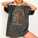 Large Pepper Dark Gray Find Someone Who Grows Flowers Skeleton Cowgirl Graphic Illustration Comfort Colors Tee