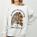 XL Ash Light Gray Find Someone Who Grows Flowers Skeleton Cowgirl Floral Western Skeleton Art Design Sweatshirt