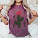 XL Berry Red Flowering Desert Cactus Succulent Plants Cowgirl Desert Southwest Floral Motif Comfort Colors Tee
