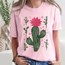 XL Blossom Light Pink Flowering Desert Cactus Succulent Plants Cowgirl Desert Southwest Floral Motif Comfort Colors Tee