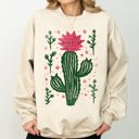  Flowering Desert Cactus and Succulent Plants Cowgirl Western Floral Motif Sweatshirt