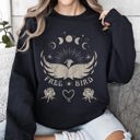 Medium Black Free Bird Western Country Rock Music Cowboy Inspired Graphic Vintage Concert Sweatshirt