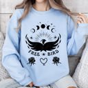 Large Light Blue Free Bird Western Country Rock Music Cowboy Inspired Graphic Vintage Concert Sweatshirt