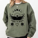 Large Military Green Free Bird Western Country Rock Music Cowboy Inspired Graphic Vintage Concert Sweatshirt