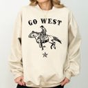  Go West Cowboy Horse Western Retro Vintage Americana Frontier Heritage Sweatshirt
