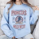 Medium Light Blue Bronco Riding Wild Horse Race Cowboy Cowgirl Rustic Western Heritage Premium Sweatshirt
