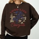 Medium Dark Chocolate Brown Long Live Cowgirls, Horse, Cowboy Western Country Heritage Design Graphic Sweatshirt