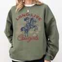 XL Military Green Long Live Cowgirls, Horse, Cowboy Western Country Heritage Design Graphic Sweatshirt