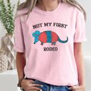 Medium Blossom Light Pink Not My First Rodeo Cowboy Armadillo Western Illustration With Classic Vintage Vibe Comfort Colors Tee