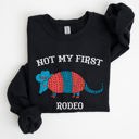 XXL Black Not My First Rodeo Cowboy Armadillo Western Themed Rustic Graphic Illustration Sweatshirt
