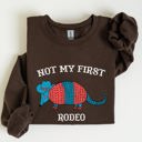 XXL Dark Chocolate Brown Not My First Rodeo Cowboy Armadillo Western Themed Rustic Graphic Illustration Sweatshirt