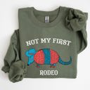 XXXL Military Green Not My First Rodeo Cowboy Armadillo Western Themed Rustic Graphic Illustration Sweatshirt