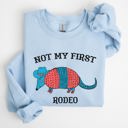 XXXL Light Blue Not My First Rodeo Cowboy Armadillo Western Themed Rustic Graphic Illustration Sweatshirt