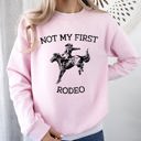 Large Light Pink Not My First Rodeo Cowboy Country Cowgirl Vintage Western Pride Graphic Sweatshirt