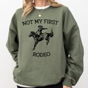 XXXL Military Green Not My First Rodeo Cowboy Country Cowgirl Vintage Western Pride Graphic Sweatshirt