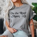 XXL Granite On The Road Again, Roses, Western, Cowboy, Willie Collection Edition Comfort Colors Tee