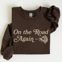  On The Road Again Roses Western Cowboy Willie Road Trip Theme Vintage Country Music Sweatshirt