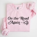  On The Road Again Roses Western Cowboy Willie Road Trip Theme Vintage Country Music Sweatshirt