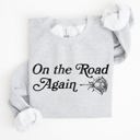 XL Ash Light Gray On The Road Again Roses Western Cowboy Willie Road Trip Theme Vintage Country Music Sweatshirt