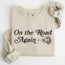 Large Sand On The Road Again Roses Western Cowboy Willie Road Trip Theme Vintage Country Music Sweatshirt