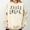  Colorful Cowboy Boots Western Cowgirl Country Vivid Graphic Artwork Celebrating Ranch Life and Sunset Trails Sweatshirt