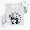 Medium Ash Light Gray Raising Hell Since Birth Cowgirl Sassy Western Rebel Statement Sweatshirt For Bold Souls