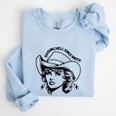 Small Light Blue Raising Hell Since Birth Cowgirl Sassy Western Rebel Statement Sweatshirt For Bold Souls