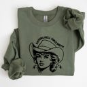 XXXL Military Green Raising Hell Since Birth Cowgirl Sassy Western Rebel Statement Sweatshirt For Bold Souls
