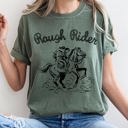 Small Moss Dark Green Rough Rider Rodeo Cowboy Western Cowgirl Horse Bronco Classic Comfort Colors Tee