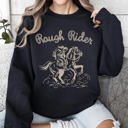 Medium Black Rough Rider Rodeo Cowgirl Horse Bronco Cowboy Western Pride Heritage Graphic Sweatshirt