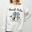 Medium Ash Light Gray Rough Rider Rodeo Cowgirl Horse Bronco Cowboy Western Pride Heritage Graphic Sweatshirt