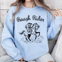 XXL Light Blue Rough Rider Rodeo Cowgirl Horse Bronco Cowboy Western Pride Heritage Graphic Sweatshirt