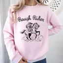 Medium Light Pink Rough Rider Rodeo Cowgirl Horse Bronco Cowboy Western Pride Heritage Graphic Sweatshirt